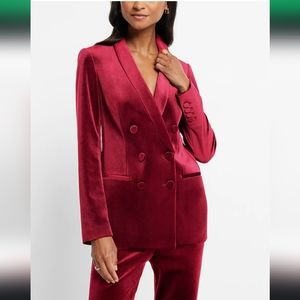 NWT Velvet Double Breasted Shawl Collar Blazer Sz XS Ruby